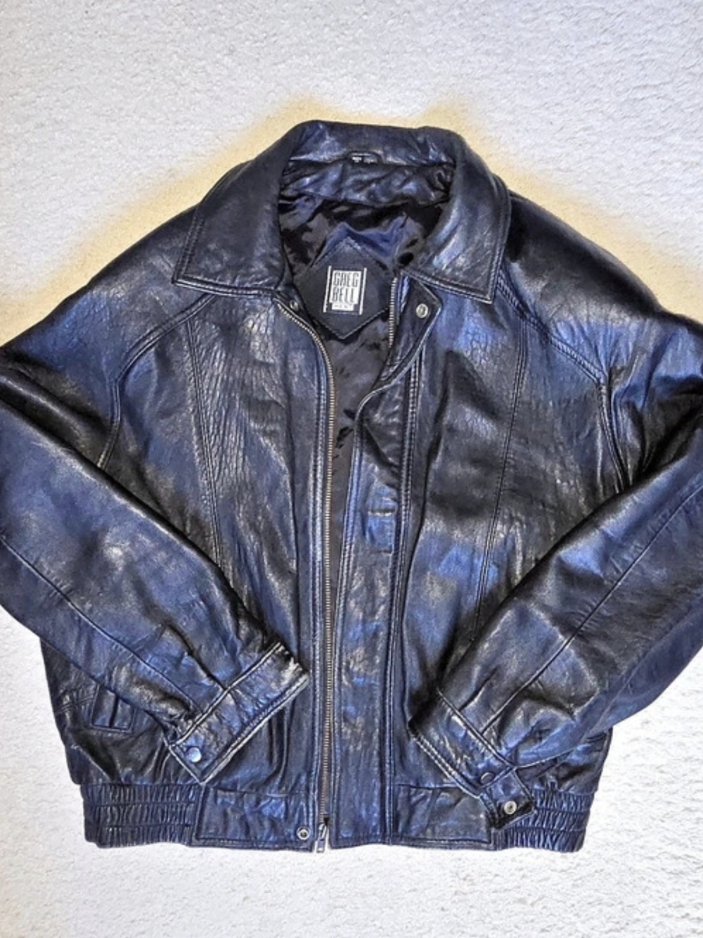 Grec Bell Black Leather-Style Jacket Size Large